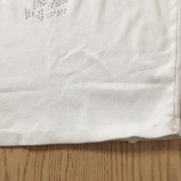 B60 Womens Rhinestones Playboy Bunny🐰Ribbed Tank Crop Top Off White Size Medium - Picture 3 of 6